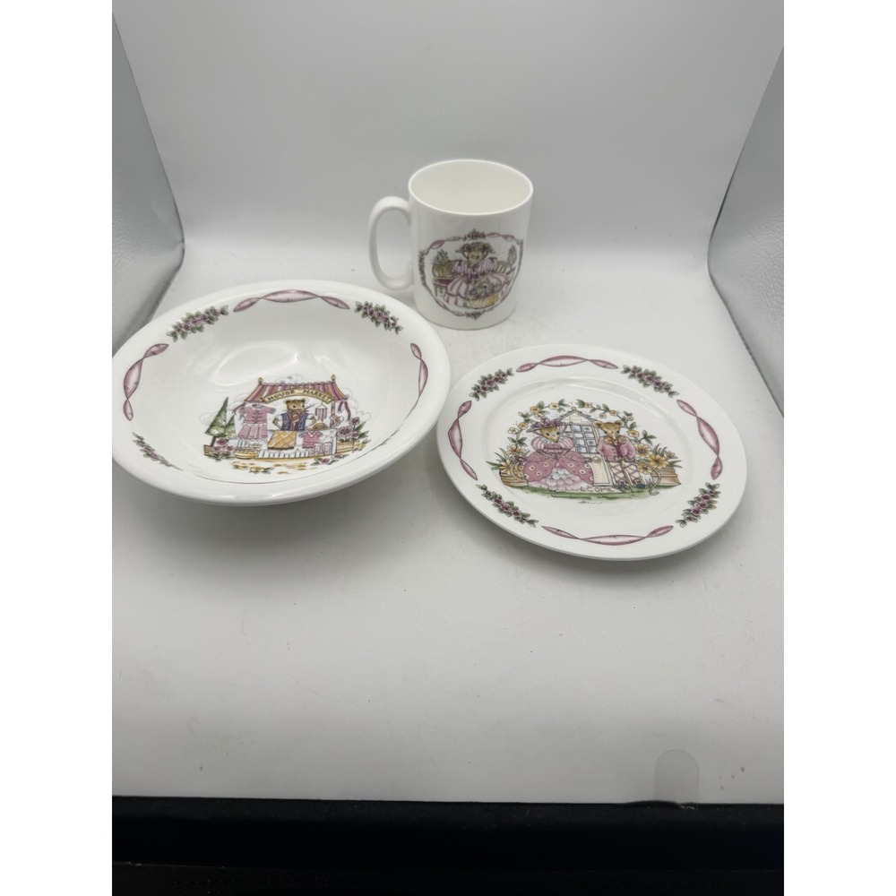 Hammersley Maisie Mouse Bone China 3 Pc Child Set Plate Bowl Mug England